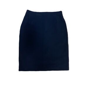 Escada Dark Navy Blue Midi Skirt 100% Wool